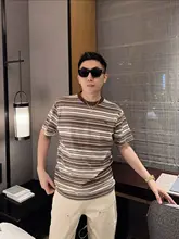 シンプルなデザイン！藏青のストライプTシャツ【半袖・メンズ・カジュアル】