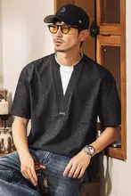 アメリカンビンテージ風 重ね着風VネックTシャツ【半袖・ルーズフィット・カジュアル】