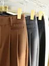 高腰ストレートワイドパンツ【シンプルデザイン・女性用・通勤向け・伸縮性あり】