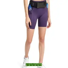 女性用スポーツランニングショートパンツ【高腰・スタイルアップ・ファスナー付きポケット】（セットアップ対応）