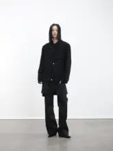 新中式ハイネックデザインの抗皺ジャケット【デコンストラクション・パッド付き・多ボタン】