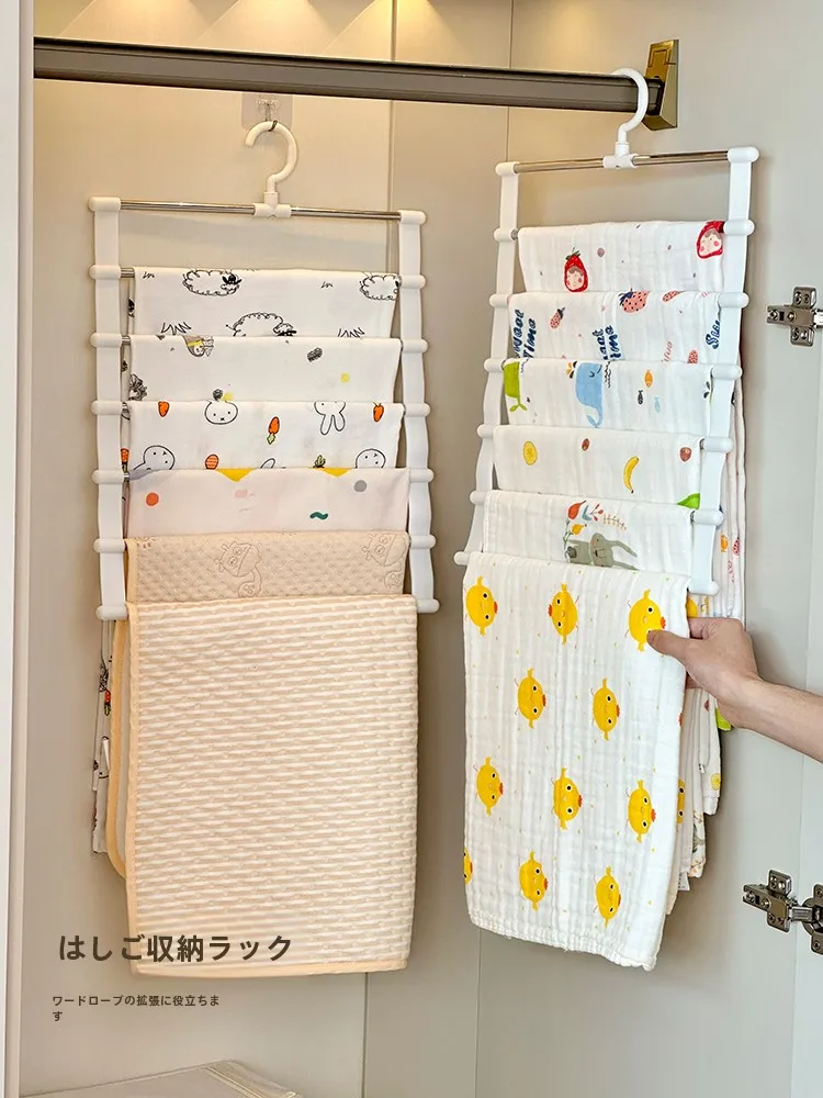 赤ちゃん用ガーゼバスタオルハンガー：多機能収納で衣類の整理を効率化