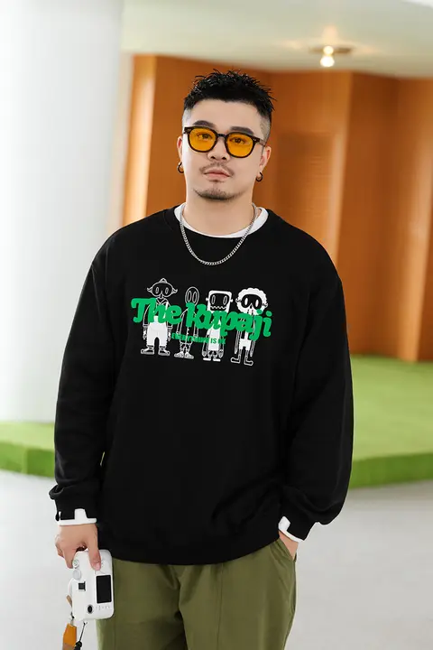 ウェンゼビルプリントスウェットシャツ【ユニセックス・ルーズフィット・秋用・フェイクレイヤード】（セットアップ対応）