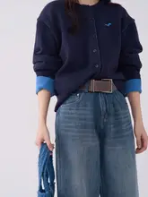 HTmeme ハイウエストストレートワイドパンツ【冬用・裏起毛・デニム・レディース】