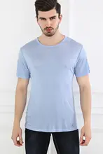 夏用 メンズ ラウンドネック 半袖 Tシャツ【サテンシルク・ゆったりしたフィット・カジュアル】