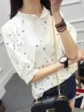 小花柄コットンリネンシャツ【五部袖・立襟・ゆったりシルエット・学生向け】