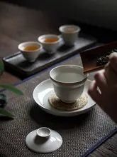 手作り陶器の蓋付茶碗【景徳鎮製・禅風・功夫茶具・家庭用】