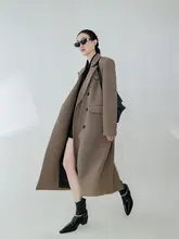 BYLU レトロチェック柄ロングジャケット【女性用・ルーズフィット・厚手】