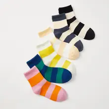 子供用カラフルストライプ靴下【通気性・コットン・男の子用・女の子用】