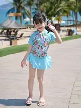 親子水着 レディース・フロントスカート付きボックス型・花柄・カジュアル・子供用水着