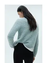 極上の柔らかさ！フリース風ニットカーディガン【冬用・長袖・ラウンドネック】