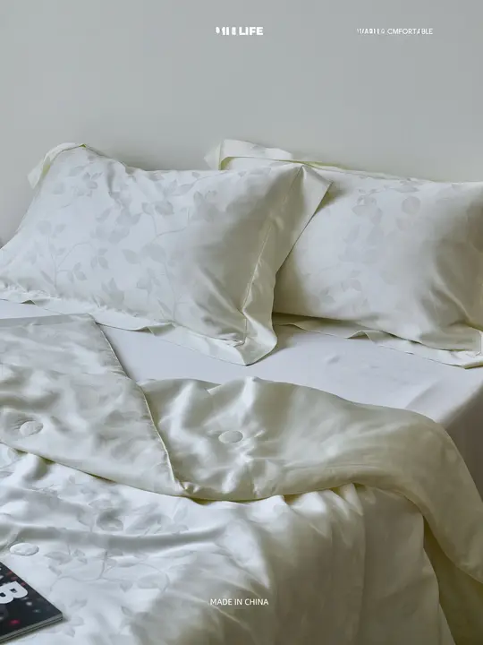 花柄デザインの柔らかシルク調夏用掛け布団四点セット【極上の柔らかさ・ランジェリー天竺】（セットアップ対応）