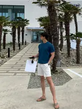 夏用 薄手のスーツショートパンツ【直筒・ウエストゴム・ゆったり・シンプルデザイン・アイスシルク】