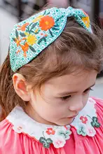 かわいい刺繍入り布製女の子用ヘアバンド【子供用・英倫スタイル】