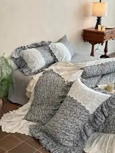 レトロ風コットンダブルレイヤーシーツ【フリル付き・極上の柔らかさ・通気性あり】（セットアップ対応）