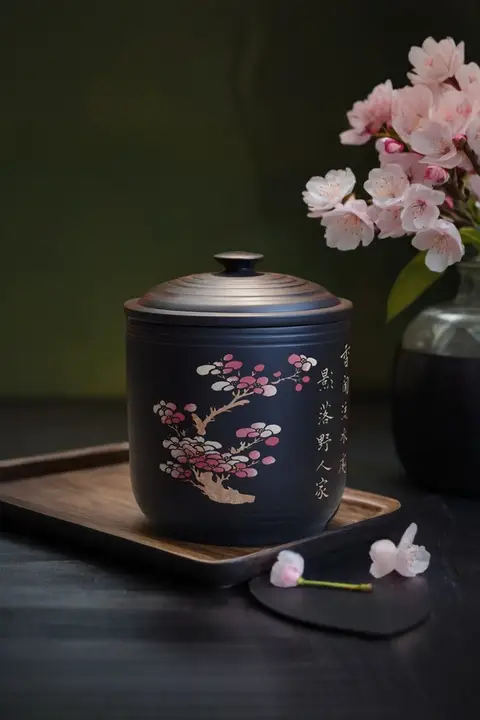 紫陶製 大容量茶葉缶【密封・防湿・持ち運び便利】