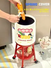 キッチン用 高脚 ゴミ箱【持ち手付き・移動可能・蓋付き】