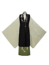 縦襟デザインの漢服上衣【竹林風景・長比甲・マ面スカート】（セットアップ対応）