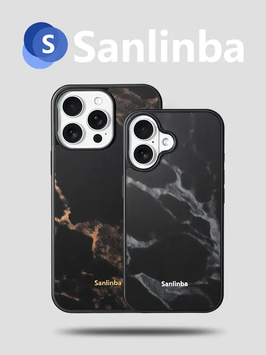 Sanlinba 金銀サフィアノレザー製マグネット式スマホケース【iPhone対応・高級感・軽量・耐衝撃】