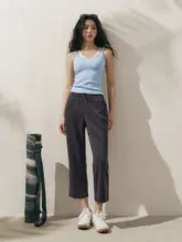 高腰の速乾フィットネスパンツ【レディース・ストレート・フィット・休暇用】