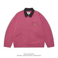 アメリカンレトロチェック刺繍ジャケット【男女兼用・ゆったりデザイン・カジュアル】
