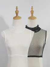 半高襟レース風襟【女性用・ネット素材・ドレッシー】（セットアップ対応）