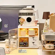 卓上収納ラック 2段 防塵 デスクオーガナイザー デスク周り オフィス 植物 カップ ティーバッグ 小物収納 サイドラック