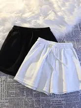 アメリカンスタイルのハイウエストローズ ショートパンツ【極上の柔らかさ・カジュアル・女性用】（セットアップ対応）