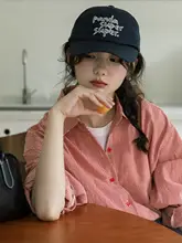 春季の新作！チェック柄ポロカラーシャツ【レディース・ルーズフィット・長袖・カジュアル】