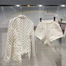 重厚感のある水晶装飾のジャケット【ショートパンツ付き・春用・洗練デザイン】（セットアップ対応）