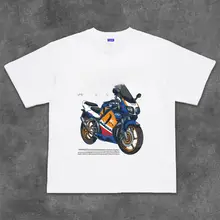 ユニセックス 半袖Tシャツ【アメリカンスタイル・バイクプリント・綿100%・ゆったりフィット】