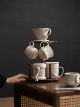 北米産ブラックウォールナット製デスクオーガナイザー【ティーコーナー・コーヒーカップ 収納用・天然木製】