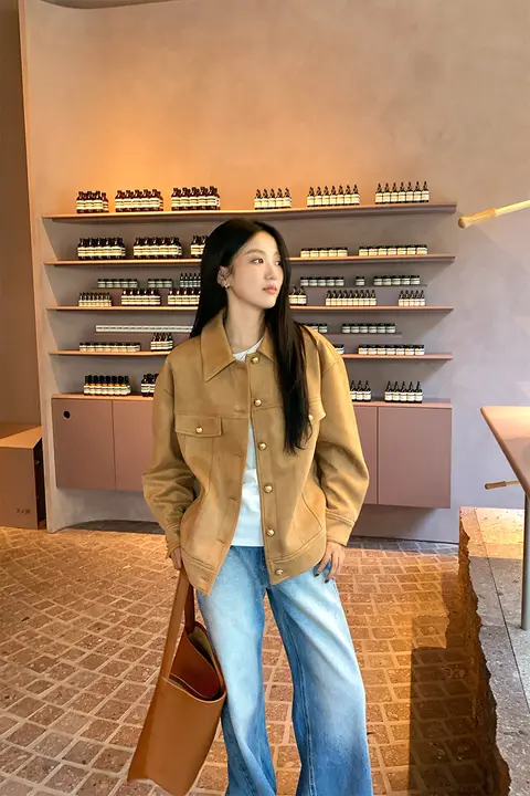 高級感あるレトロデザインのジャケット【ルーズフィット・春用・レディース】