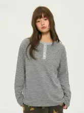 ストライプ柄 長袖Tシャツ【ユニセックス・春用・フィット】