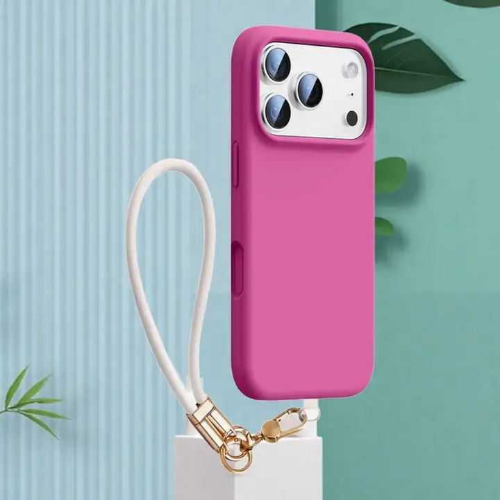 iPhone 17 Pro Max用ケース【フルカバー・防落・液体シリコン・ストラップ付き】