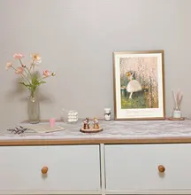 柔らかなサンゴ色のポピー風造花とガラス花瓶【インテリア飾り用】