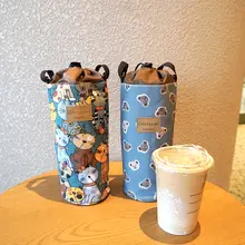 防水保温デザインの水筒ケース【かわいいキャラクター・斜め掛け・厚手・丸型】