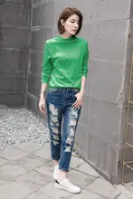 ハイネックコットン長袖トップス【秋用・ゆったり・バンブーコットン・女性用・インナー】
