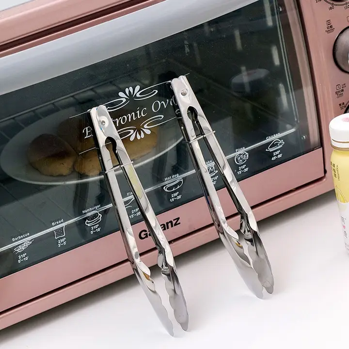 多用途ステンレス製キッチングリルトング【パン・ケーキ・焼肉用】