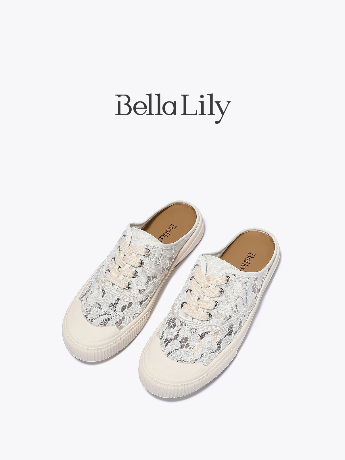 裸足で履くスニーカーの選定：Bella Lilyの通気性レース素材包頭スリッパ
