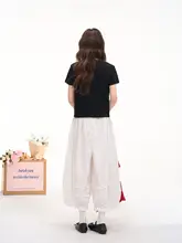 ワイドパンツ レディース レース 八分丈 シンプル ルーズ 夏 「HTmeme」