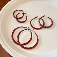 レトロ港風 アンクラレッドリングフープピアス【エレガントデザイン・軽やかさ】