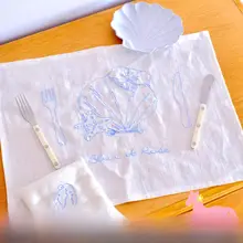 フランス風刺繍のリネンテーブルクロス＆コースター【ナチュラルカラー・食卓用】（セットアップ対応）