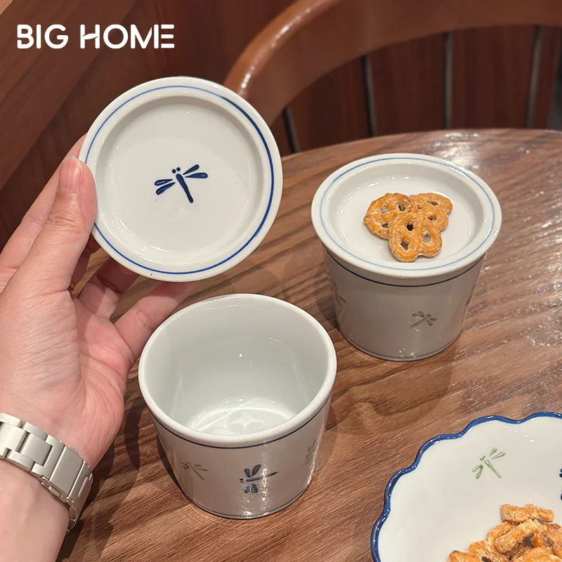 日本風 ドラゴンフライデザインの陶器製カフェカップ【高温耐性・マグカップ】