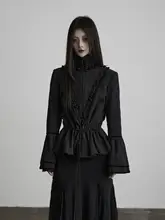 立体褶裥デザインのコットン調節可能ウエストダブルジッパーアウター【女性用】