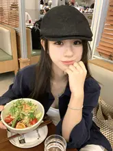 レトロデザインのデニムキャップ【ベレー帽風・おしゃれなペインターキャップ】