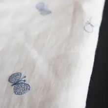 刺繍デザイン 蝶モチーフのコットンリネン生地【DIY用・6色セット・テーブルクロス・衣類用】