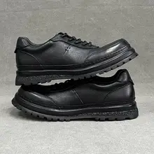 レザーローカットシューズ【秋用・黒・滑り止め・カジュアルスタイル】