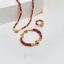 豪華感あるギフトボックス付き！赤い錦鯉ネックレスとイヤリングのジュエリーセット（セットアップ対応）