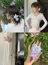ヘアクリップ ハンドメイド ユリ モチーフ クリスタル ナチュラルデザイン 合わせやすい デイリー 「NOTJUSTHIM」